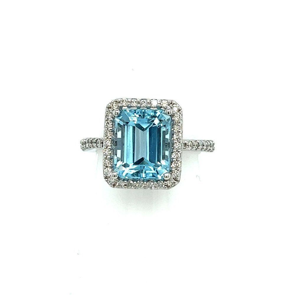 Natural Topaz Diamond Ring 6.5 14k W Gold 5.1 TCW Certified 308482